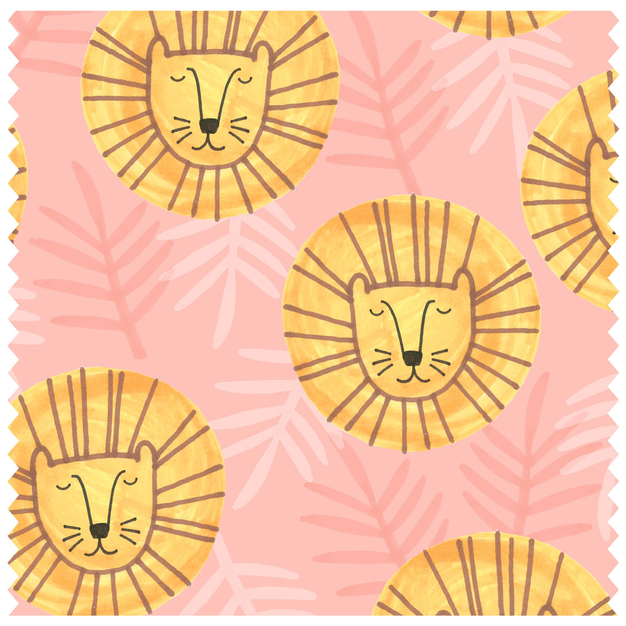 Sleepy Lions & Fronds, Pink Roller Blind [402]