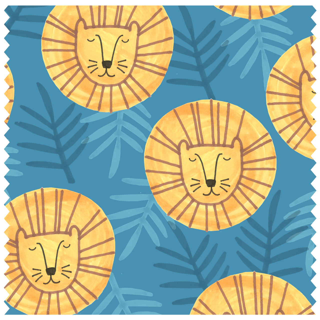 Sleepy Lions & Fronds, Teal Roller Blind [403]