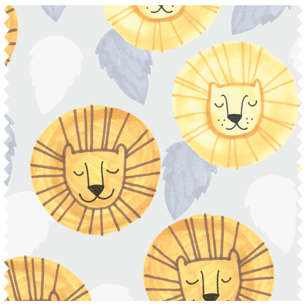 Sleepy Lions & Leaves, Grey Roller Blind [405]