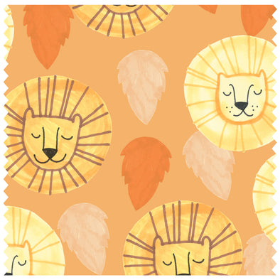 Sleepy Lions & Leaves, Orange Roller Blind [408]