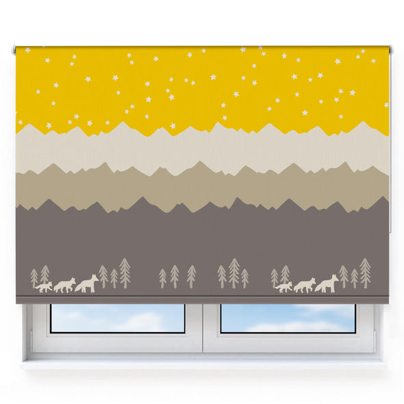 Fox & Mountains Yellow Roller Blind [528]