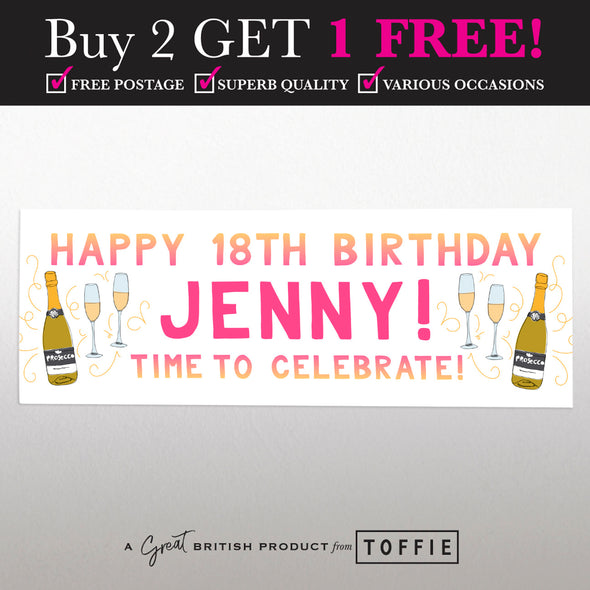 Personalised Party Banner - Birthday Prosecco