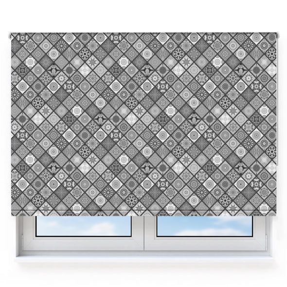 Boho Grey Pattern, Moroccan Tiles Roller Blind [093]