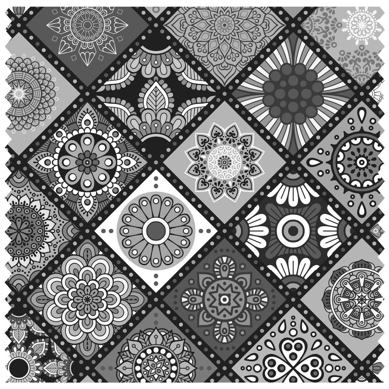 Boho Grey Pattern, Moroccan Tiles Roller Blind [093]
