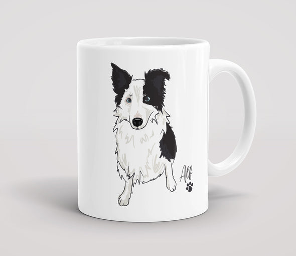 Personalised Black & White Border Collie - Mug
