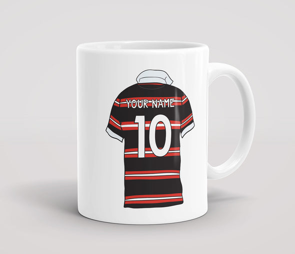 Personalised Rugby Shirt Black & Red - Mug