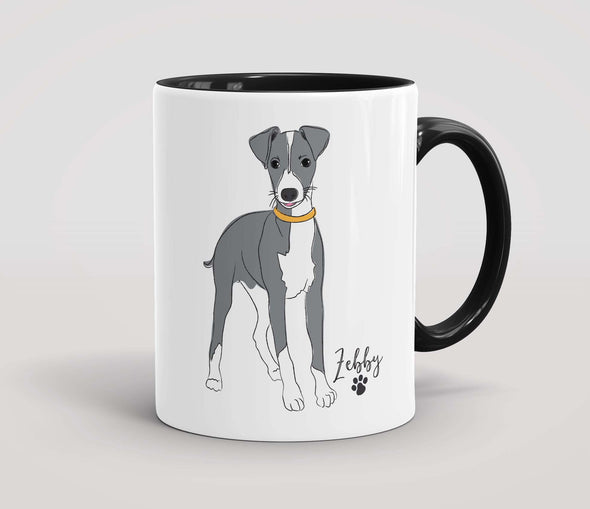 Personalised Grey & White Whippet - Mug
