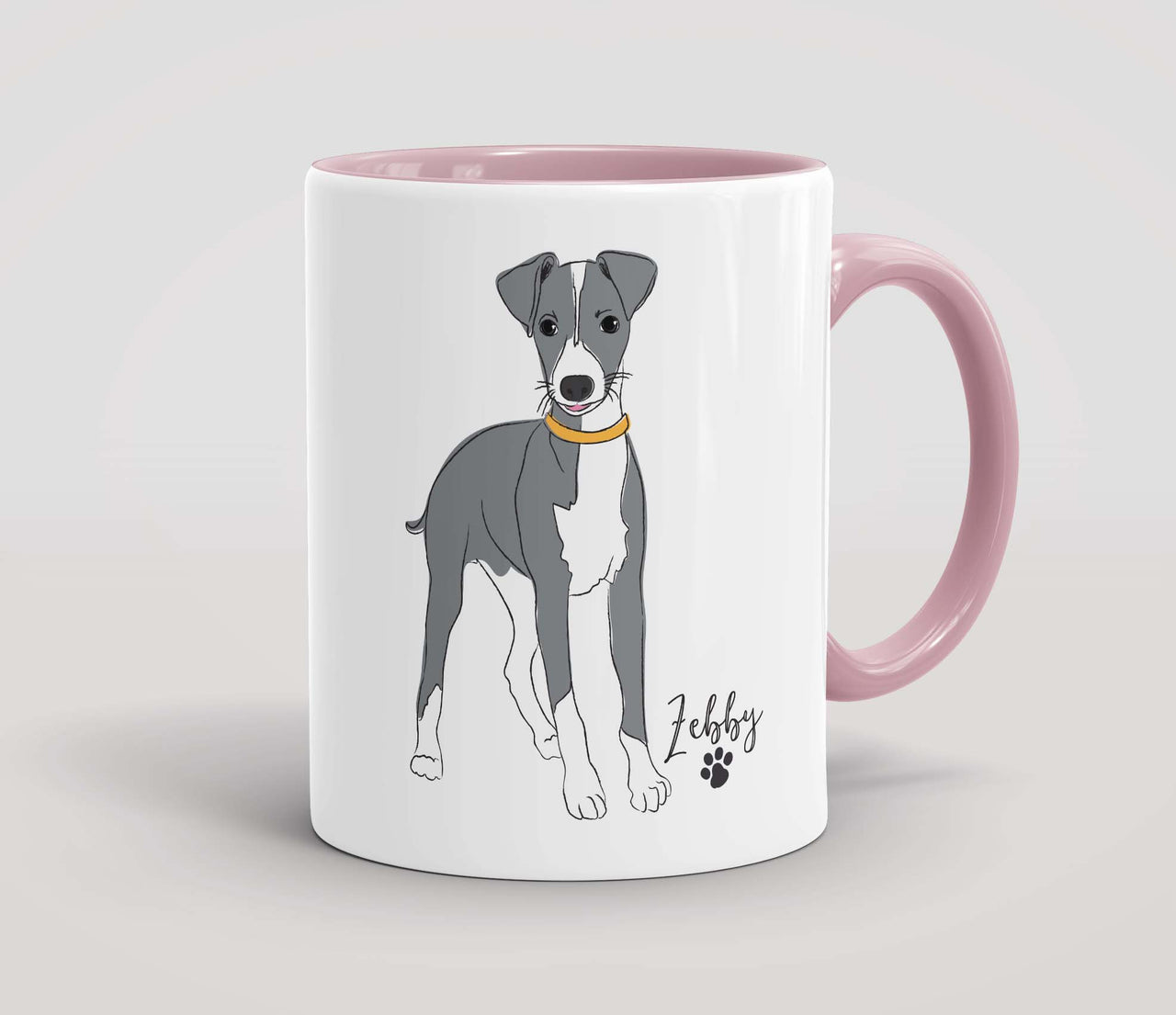 Personalised Grey & White Whippet - Mug