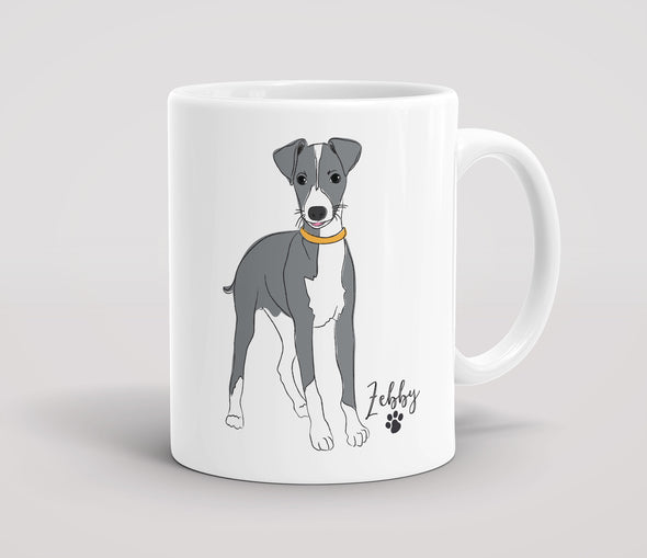 Personalised Grey & White Whippet - Mug