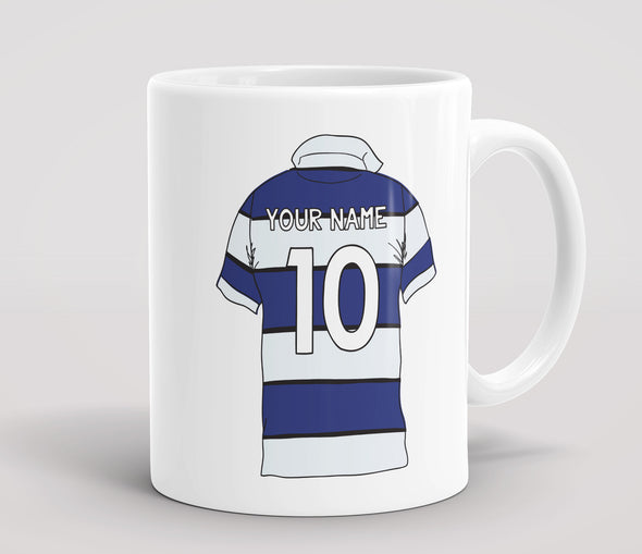 Personalised Rugby Shirt Blue & White - Mug