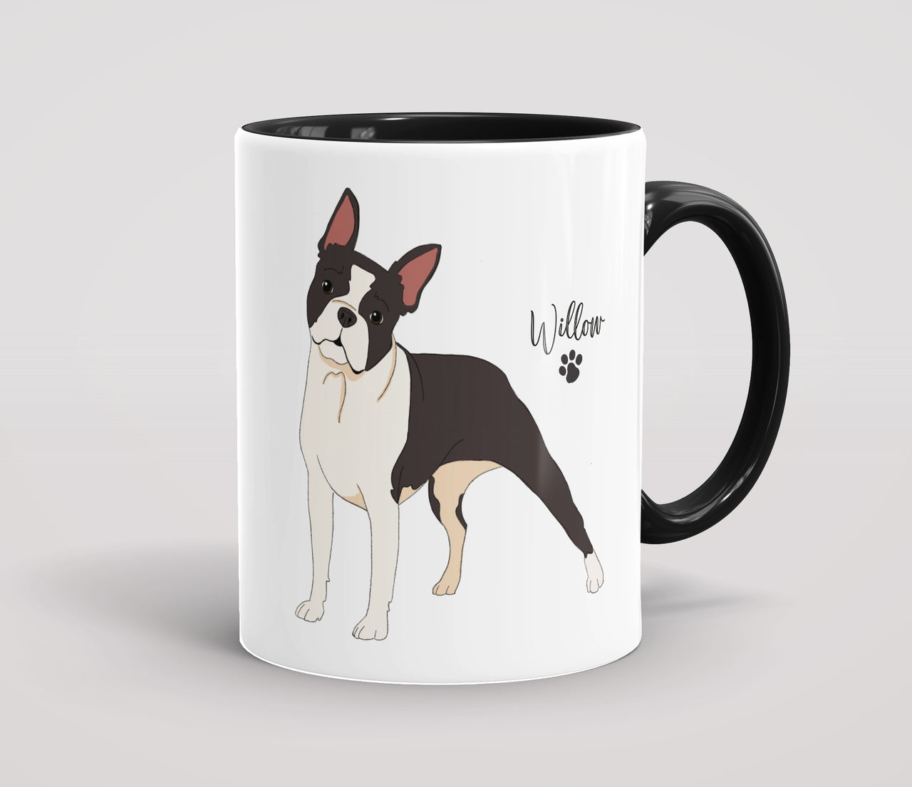 Personalised Black & White Boston Terrier - Mug