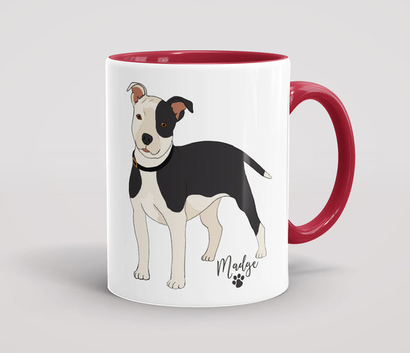 Personalised Black & White Staffordshire Bull Terrier - Mug