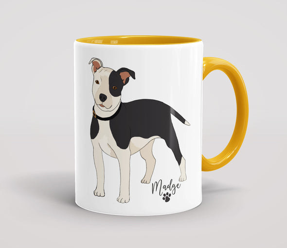 Personalised Black & White Staffordshire Bull Terrier - Mug