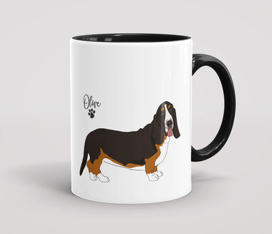 Personalised Black & Tan Basset Hound - Mug