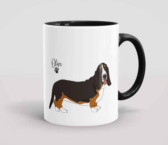 Personalised Black & Tan Basset Hound - Mug