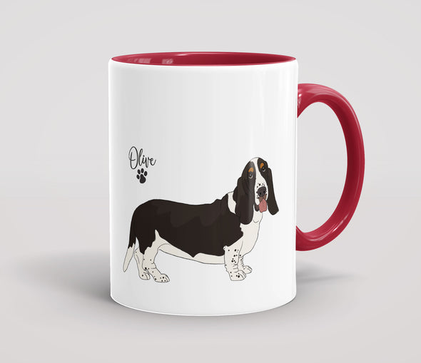 Personalised Black & White Basset Hound - Mug