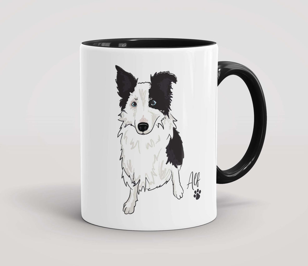 Personalised Black & White Border Collie - Mug