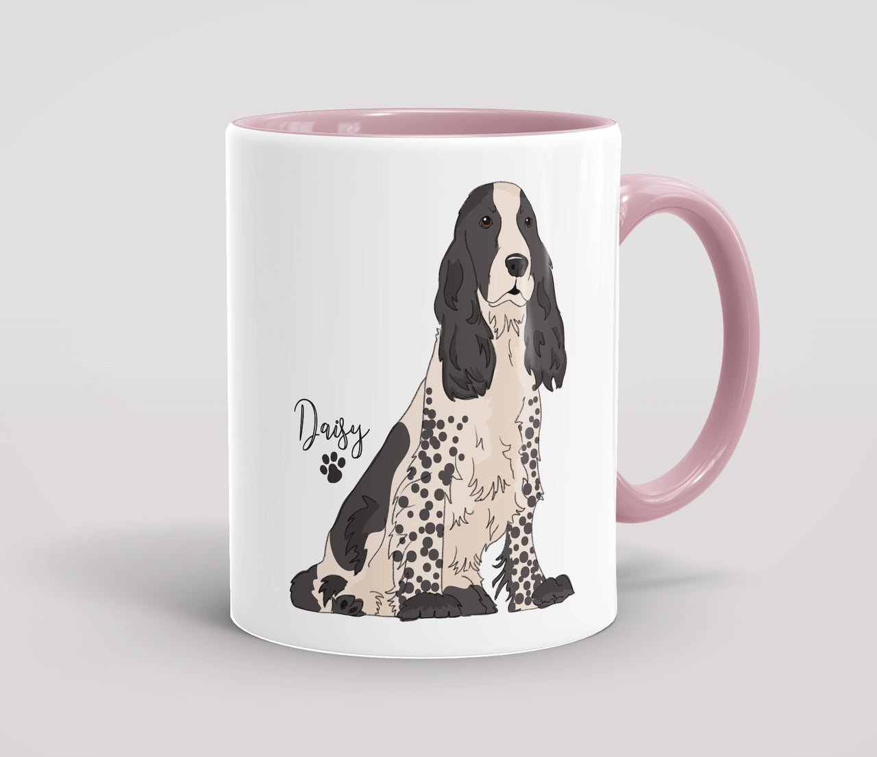 Personalised Black & White Spot Show Spaniel - Mug