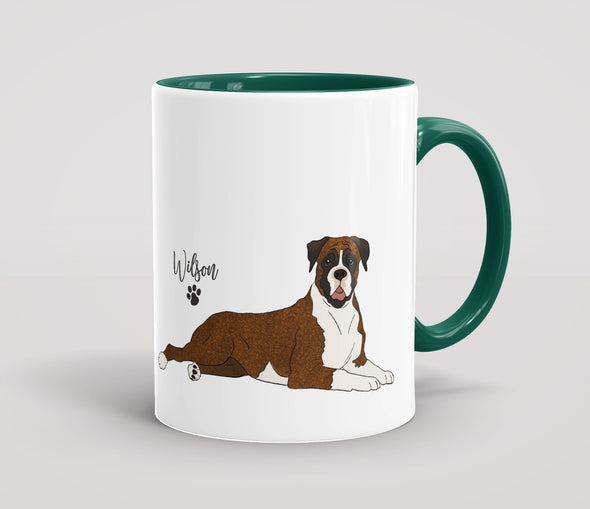 Personalised Brindle & White Boxer - Mug