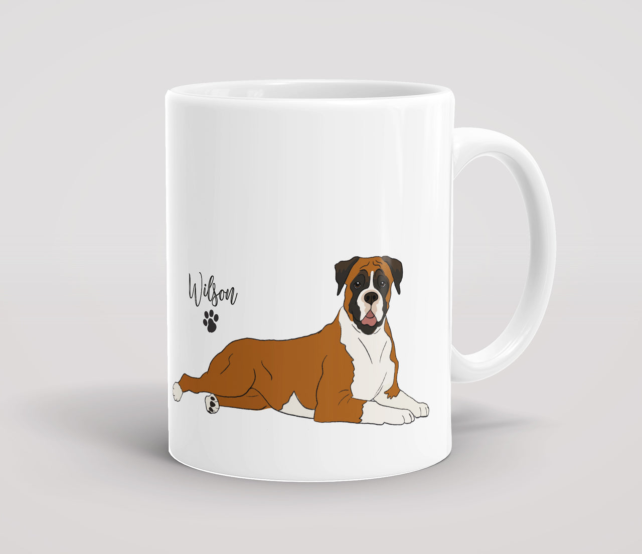 Personalised Tan & White Boxer - Mug