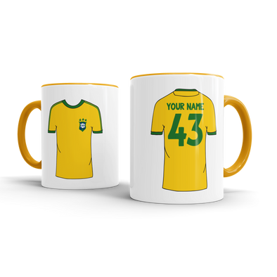 Personalised Retro Football Shirt Mug - BRAZIL