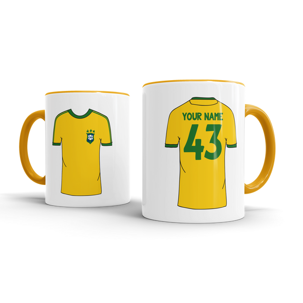 Personalised Retro Football Shirt Mug - BRAZIL