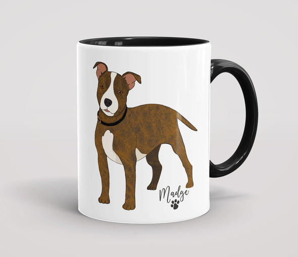 Personalised Brindle & White Staffordshire Bull Terrier - Mug