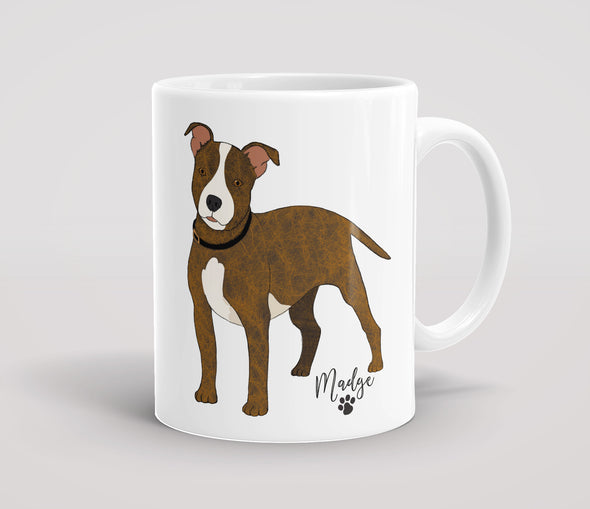 Personalised Brindle & White Staffordshire Bull Terrier - Mug