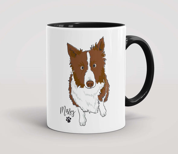 Personalised Brown & White Border Collie - Mug