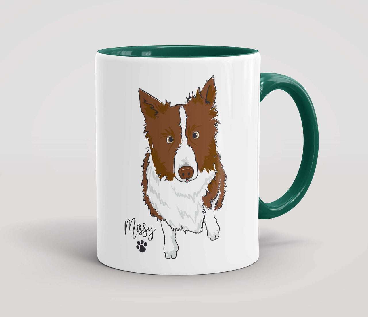 Personalised Brown & White Border Collie - Mug