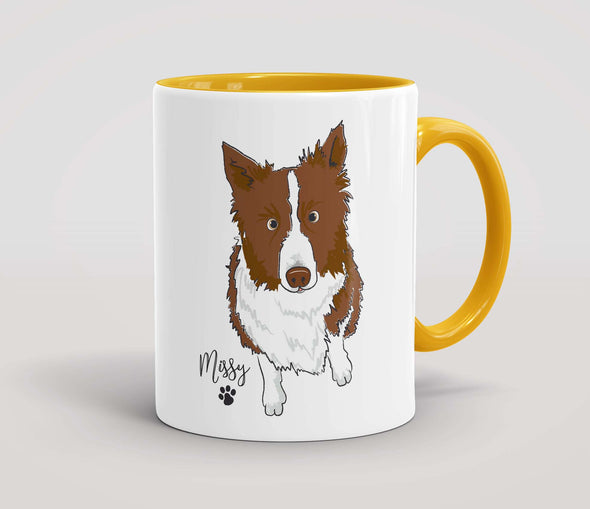 Personalised Brown & White Border Collie - Mug