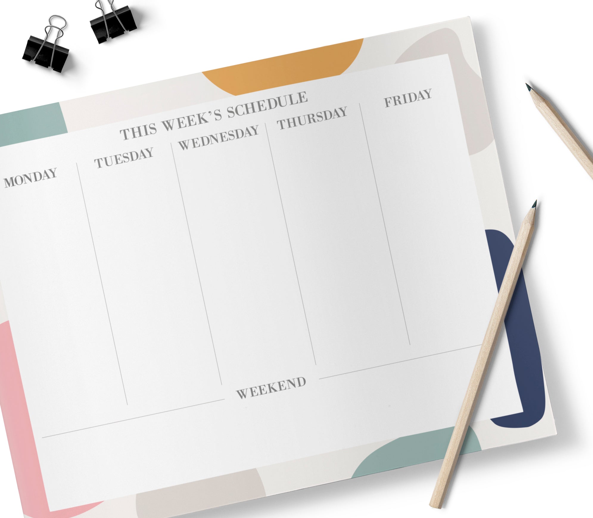 Day Schedule Planner, Organiser Desk Pad - Colour Block Design