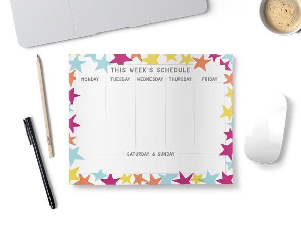 Confetti Stars, Week Planner, Desk Pad