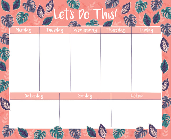 Tropical Leaves, Let's Do This! Desk Pad