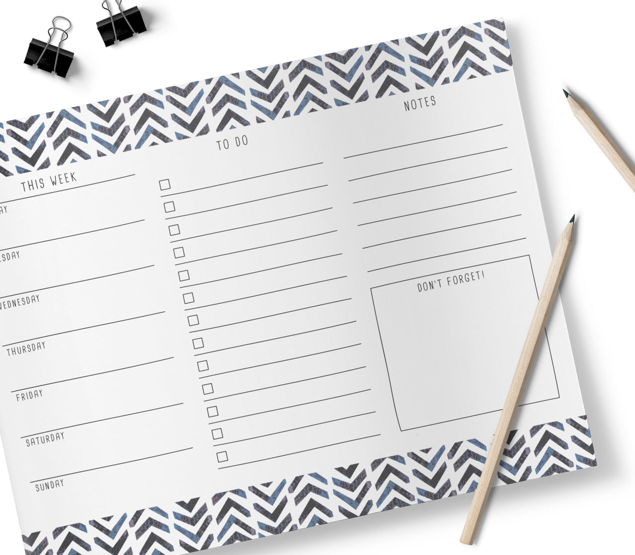 Dark Chevrons, Week Organiser, Desk Pad