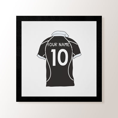 Personalised Rugby Shirt Black - Art Print