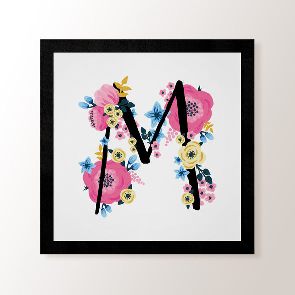 A - Z Floral Alphabet - Framed Art Print