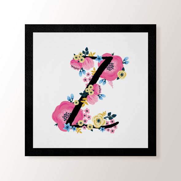 A - Z Floral Alphabet - Framed Art Print