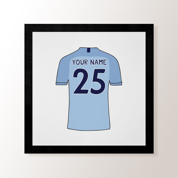 Personalised Football Shirt Light Blue - Art Print