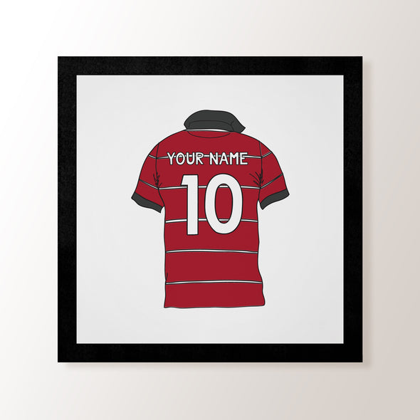 Personalised Rugby Shirt Red & White Stripes - Art Print