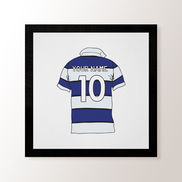 Personalised Rugby Shirt Blue & White - Art Print