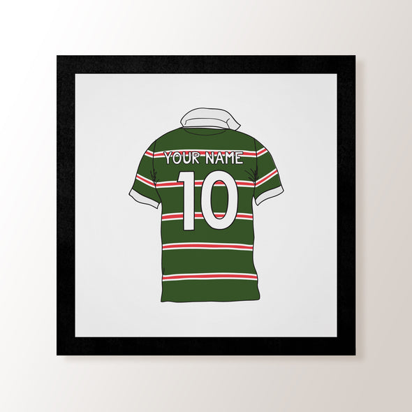Personalised Rugby Shirt Green & Red Striped - Art Print
