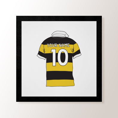 Personalised Rugby Shirt Yellow & Black Striped - Art Print