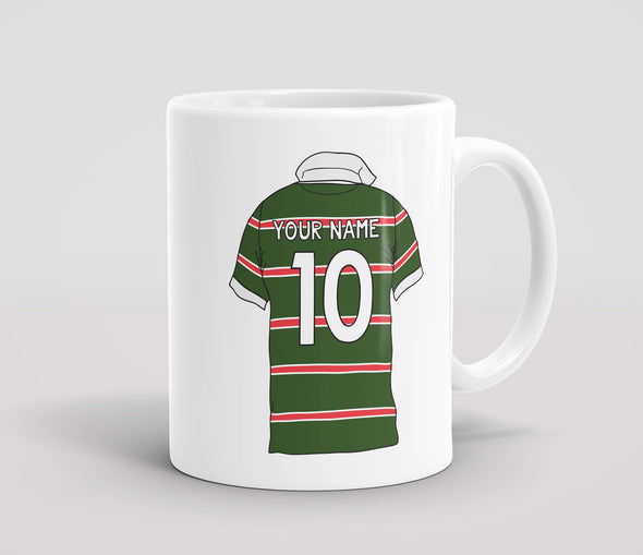 Personalised Rugby Shirt Green & Red - Mug