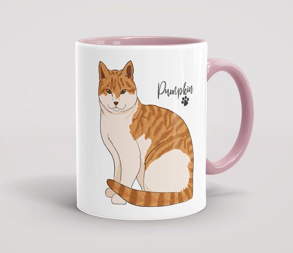 Personalised Ginger & White Cat - Mug