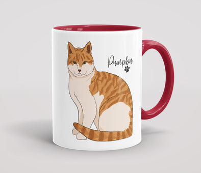 Personalised Ginger & White Cat - Mug