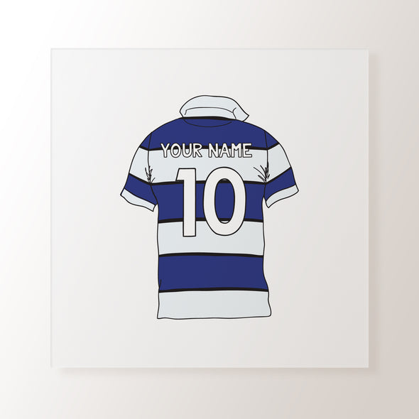 Personalised Rugby Shirt Blue & White - Art Print