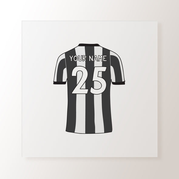 Personalised Football Shirt Black & White Striped - Art Print