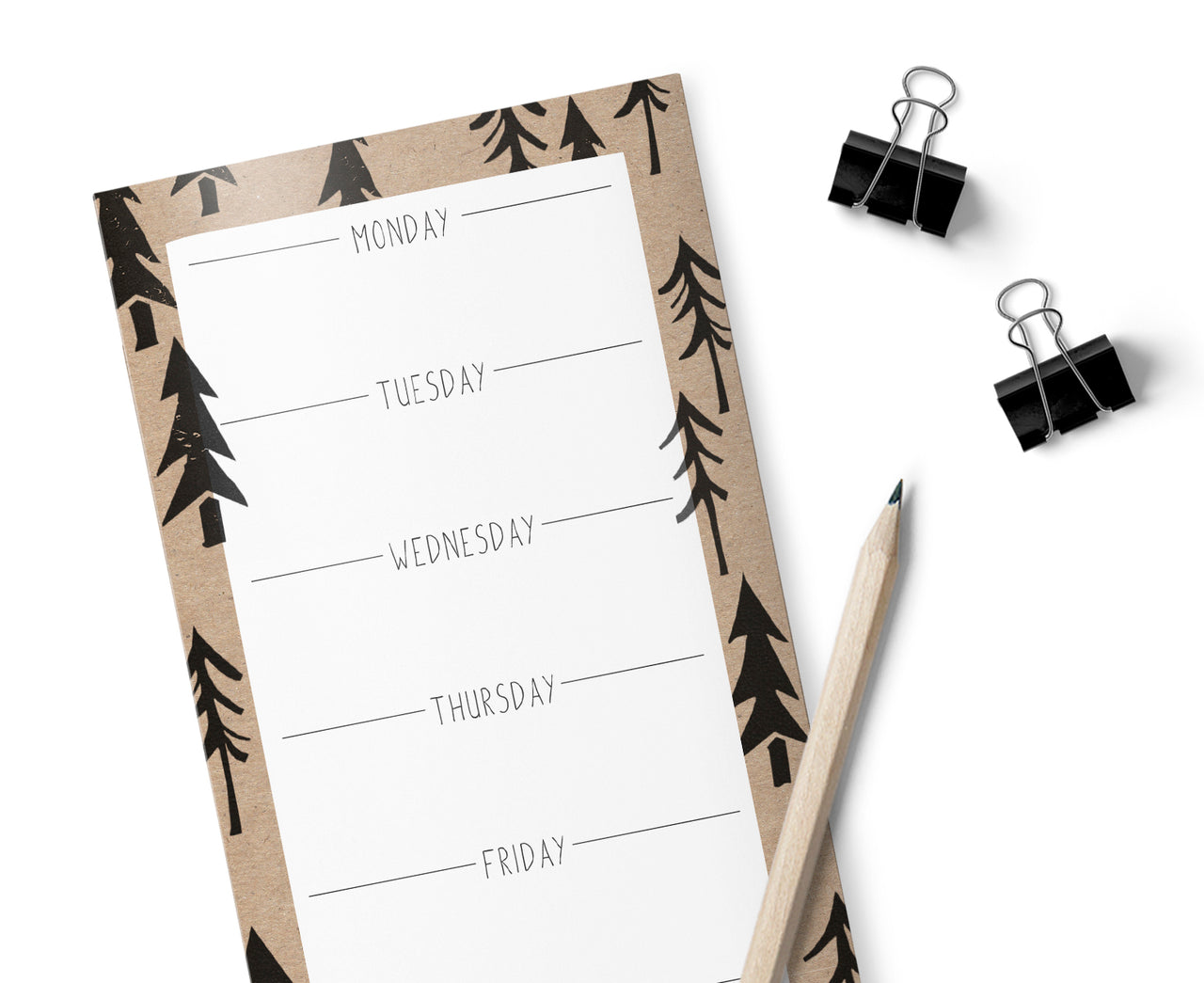 Lino Print Trees, Week Planner List Pad