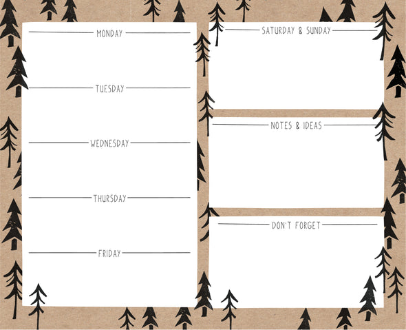 Lino Print Trees, Desk Pad Planner